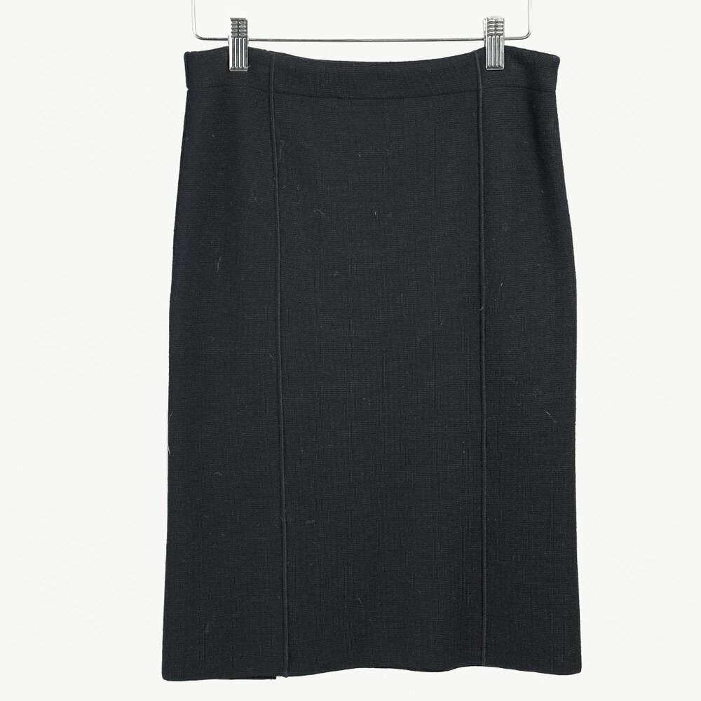 Valentino Vintage Black Merino Wool Pencil Skirt